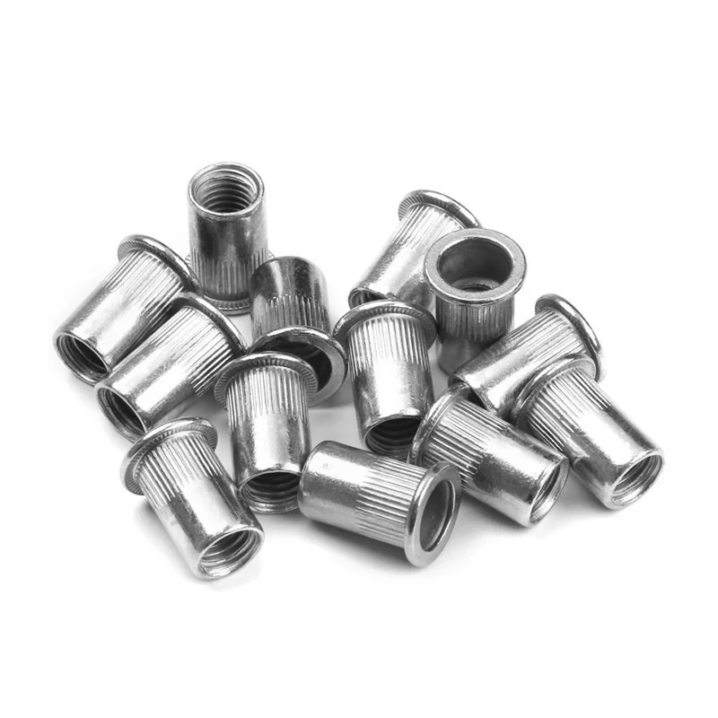 100pcs M3-M8 Aluminum Multi Flat Head Metric Thread Blind Rivet Nut Insert Rivnut Nutsert Screw Nut Gun Tool Kit With Box