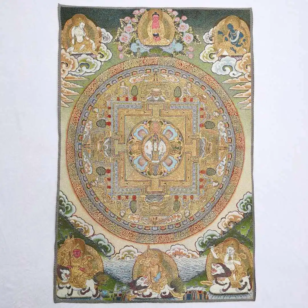 

36" Tibet Tibetan Cloth Silk Buddhism Mandala Tangka Thangka Painting Mural