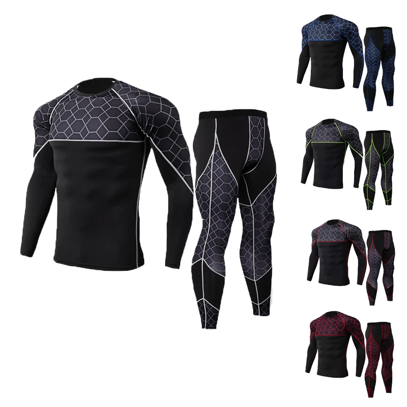 

Men's Ski Thermal Underwear Sets Sports Quick Dry Functional Compression Tracksuit Fitness Tight Shirts Compression Sport Suits