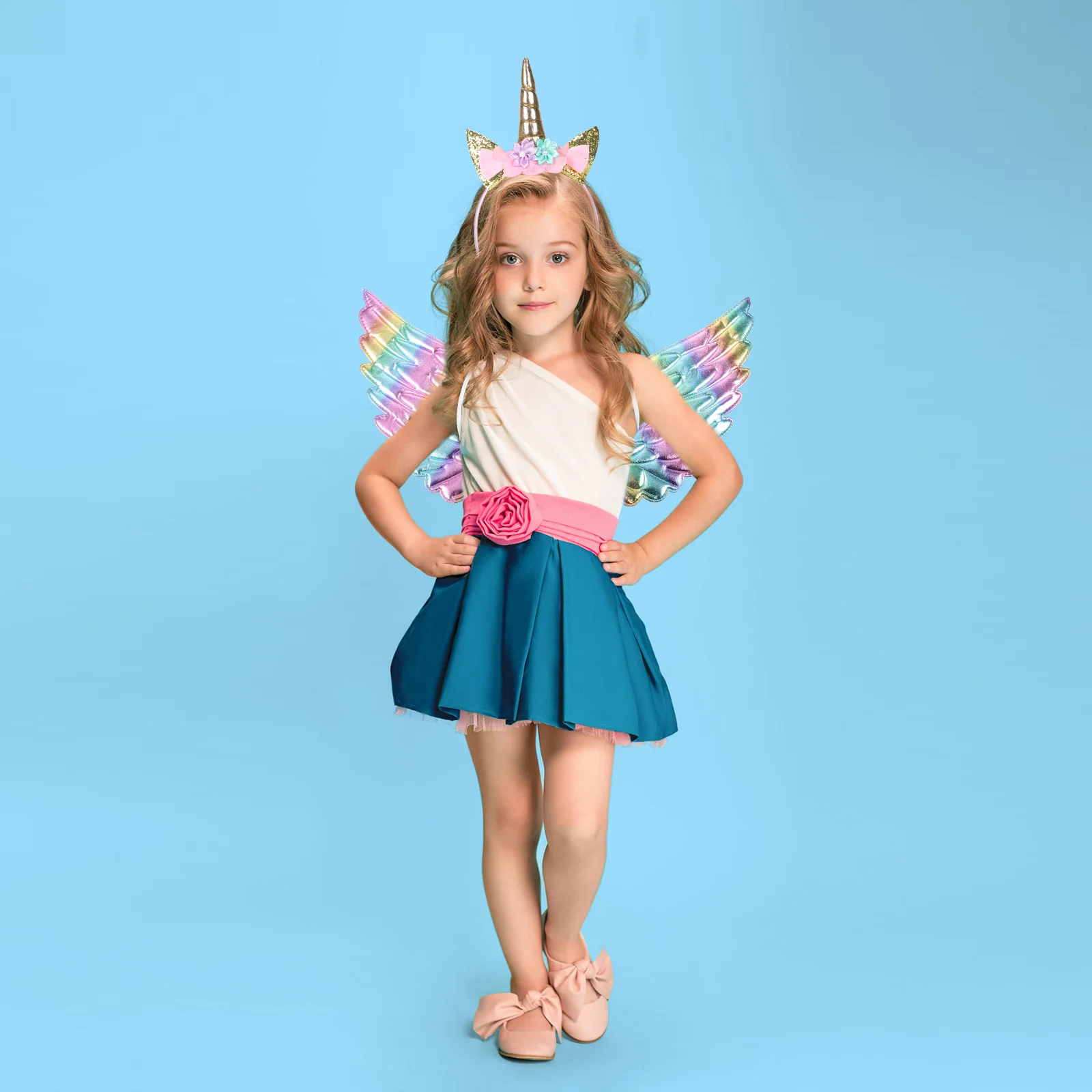 

Christmas Angel Wing And Hair Dress Outfit For Kids Birthday Party Costume Stage Performance(Headband, Random Pattern)