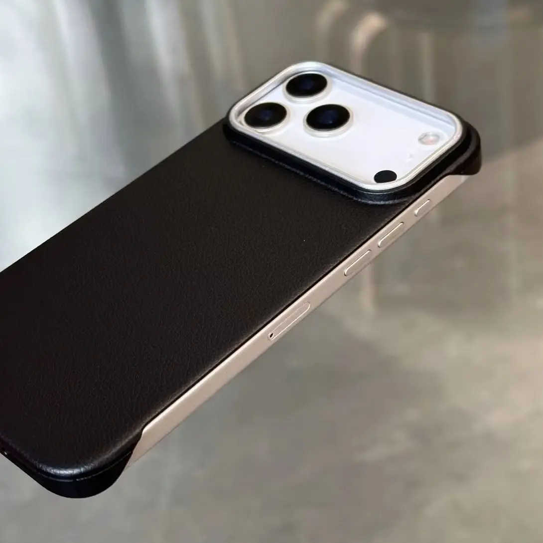 Luxury Ultra Thin Frameless Leather Texture Phone Case - Business Solid Color Shockproof Cover