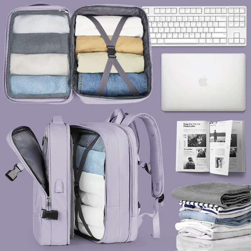 Extendible Travel Backpack Unisex Laptop Bag Women Large Luggage Bags Men's Students Business Trip USB Charge Mochila XA299C