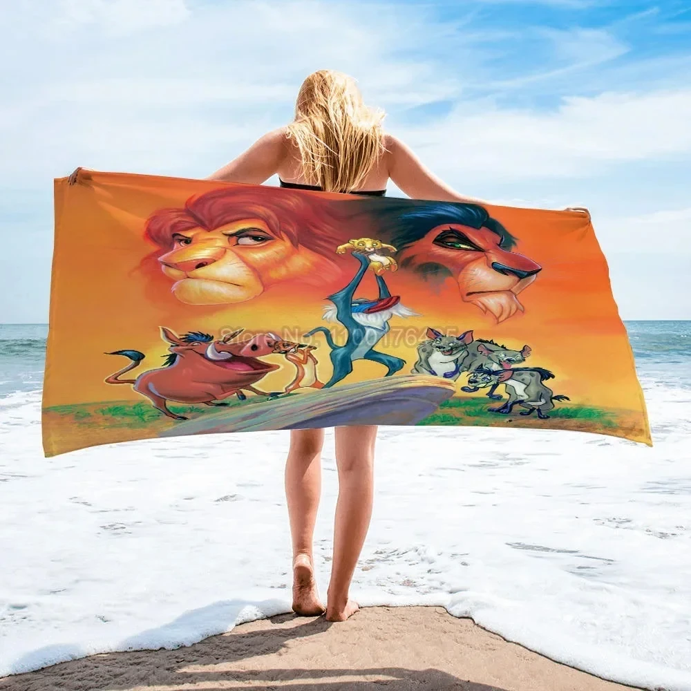 Dier De Leeuw Koning Simba Badhanddoek Kinderen Kinderen Jongens Cartoon Strandlaken Buitensporten Camping Draagbaar Washandje Cadeau