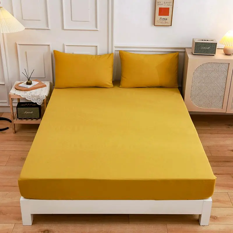 Kuup Set biancheria da letto Queen Size in poliestere 3 pezzi tinta unita - Lenzuolo con angoli e federe con fodera per materasso con fascia elastica