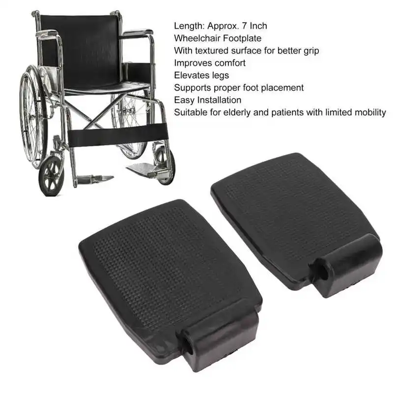 Adjustable 2pcs Wheelchair Footplate Plastic Wheelchair Footrest Pedal