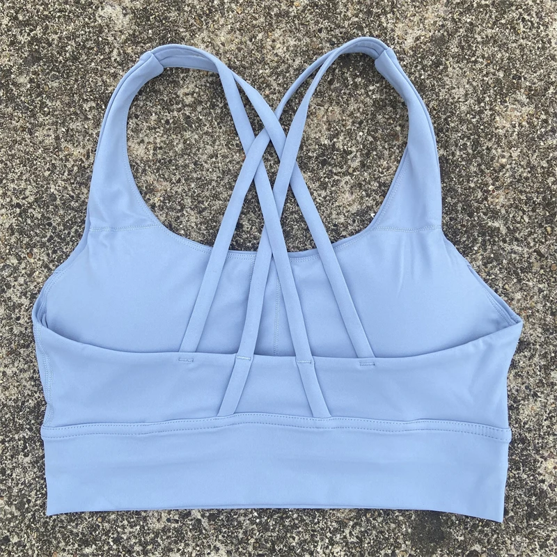 Sports Bra Top Cross Straps Gym Workout Top Yoga Vest Women High Impact Fitness Bralette Push Up Running Tight Padded Underwear