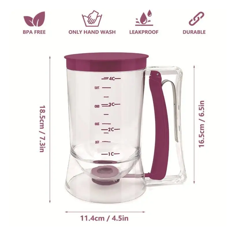 Pancake Cupcake Batter Dispenser Hand-held Graduated Funnel Dispenser Easy Pour Baking Supplies For Waffles, Pancakes, Muffins