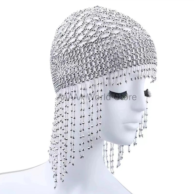 1920s Beaded Cap Headpiece Roaring 20s Beaded Flapper  display picture 3