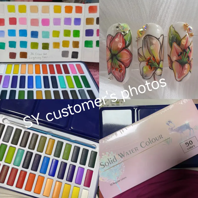 100 Color Solid Pigment Watercolor Manicure Nail Draw DIY Painting Kit Watercolor Paint Decor Acuarela Nail Pigment nail pigment nail decoration nail decorations