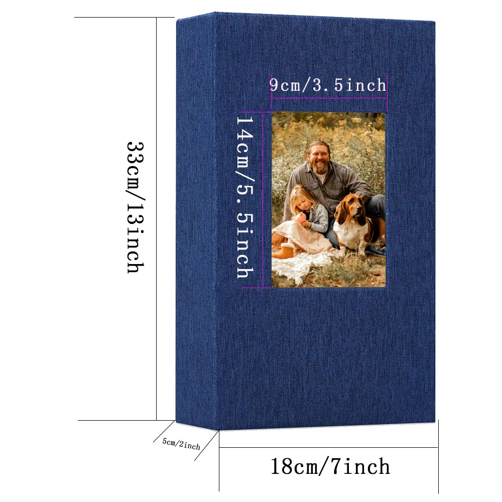 Elegant Linen Photo Album with 300 Pockets