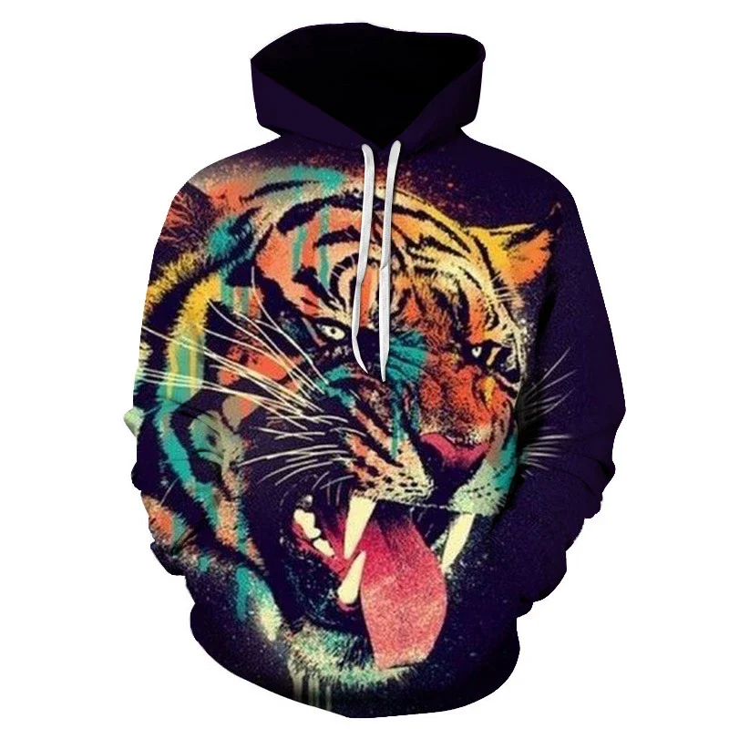 

New fashion 3D Print tiger Hoodies hot Tops Pullover Men/Women Hooded Sweatshirts Casual animal Hoodie trend Streetwear tops