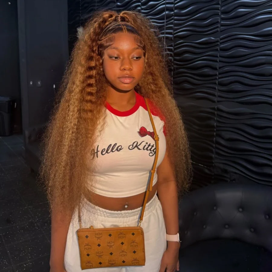 200% Highlight 4 27 Curly Human Hair Wigs 34 Inch 13x4 Transparent Lace Frontal Wigs Pre Plucked With Baby Hair Deep Curly Wigs 5