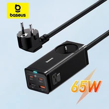 Baseus 65W GaN Charger Power Strip 4 ports Desktop Adapter Fast Charging Station For iPhone 15 14 13 Pro Max Xiaomi Samsung