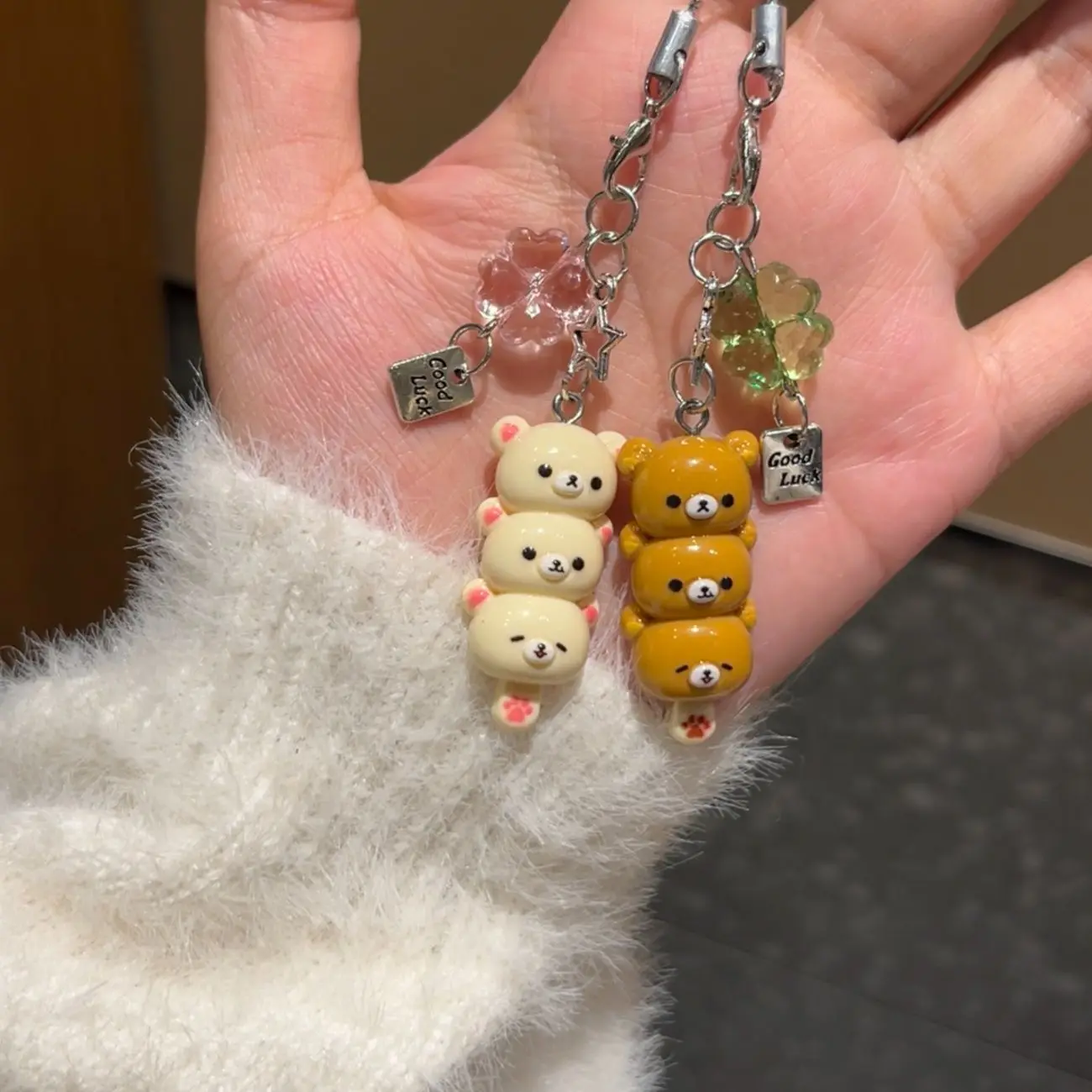 Cute Bear Phone Charms Pendant Kawaii Anime Keychain Accessories For Keys Schoolbag iPhone 17Promax Airpods Ins Korea New Y2K 3