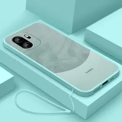 Ultra - Thin Liquid Silicone Soft Case with Lanyard - Shockproof and Anti - Fall Bumper Cover for Oneplus ACE 6T (Light green)
