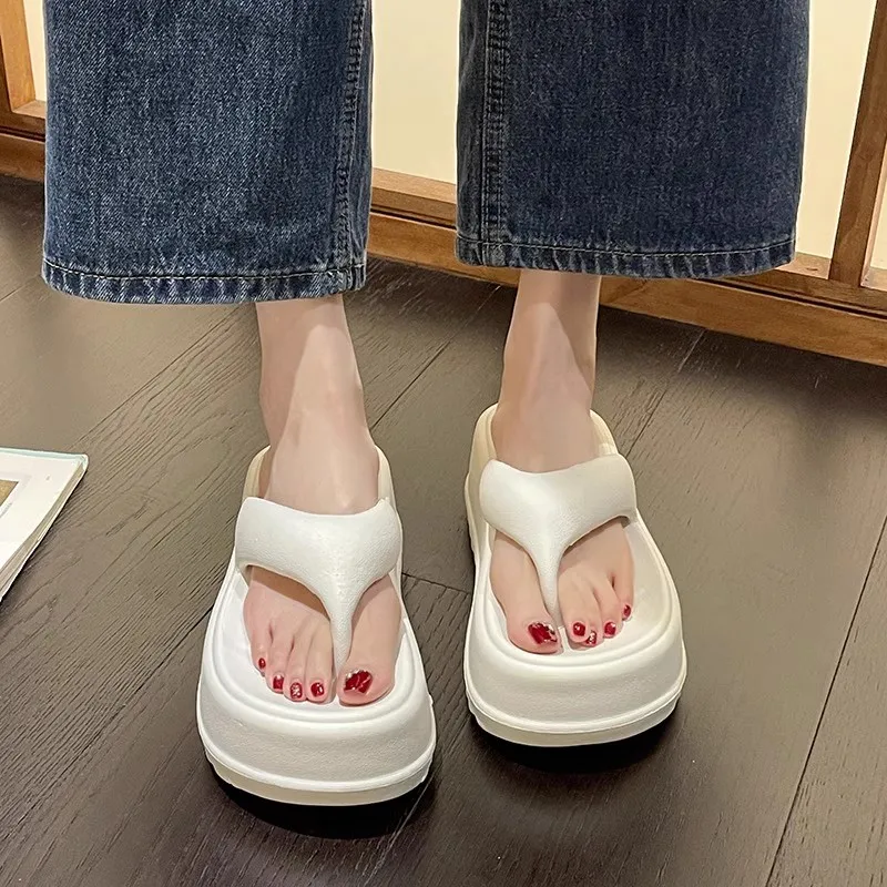 Korean style women's flip-flops Casual women's platform flip-flops non-slip beach slippers soft-soled EVA women's slippers 6