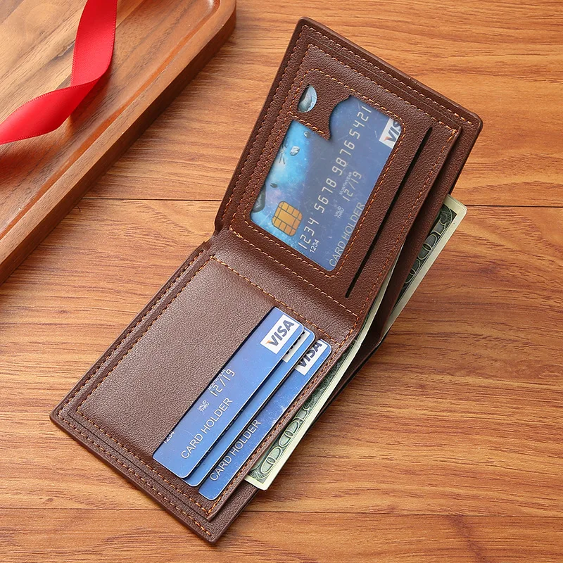 Porte-cartes De Voyage En Cuir Véritable - Marron Foncé - Fait Main - Portefeuille