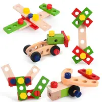 Educational Montessori Kids Toys Wooden Toolbox Pretend Play Set Children Nut Screw Assembly Simulation Carpenter Tool Puzzle 2