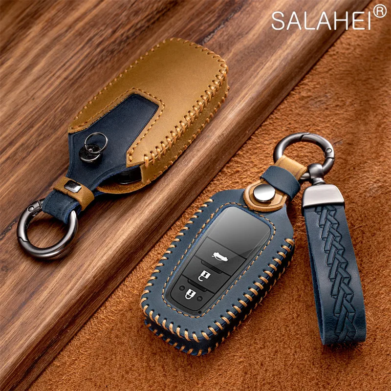 Leather Car Key Cover Case For Toyota Prius Camry Corolla C HR CHR RAV4
