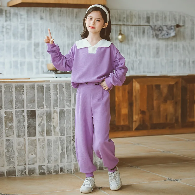 Teen Kids Clothes Felpa + Pants Girl Clothes Tinta Unita Girl Outfit Abbigliamento Per Bambini Stile Casual 6 8 10 12 14 Anni