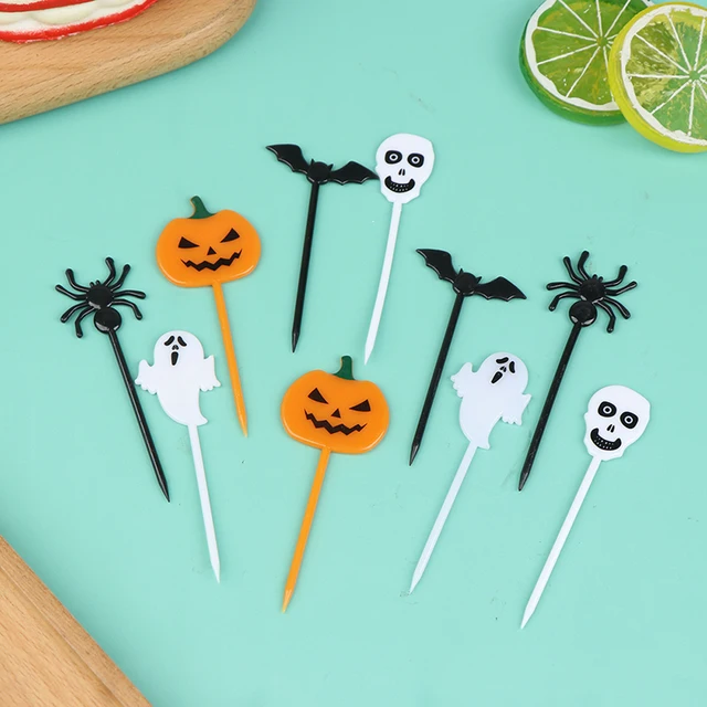 10Db/Szett Rajzfilm Gyerekek Sütemény Desszert Fogpiszkáló Ebéd Szedése Halloween Gyümölcs Villa Food Fork Bento Ebédek Party Dekoráció - Image 2