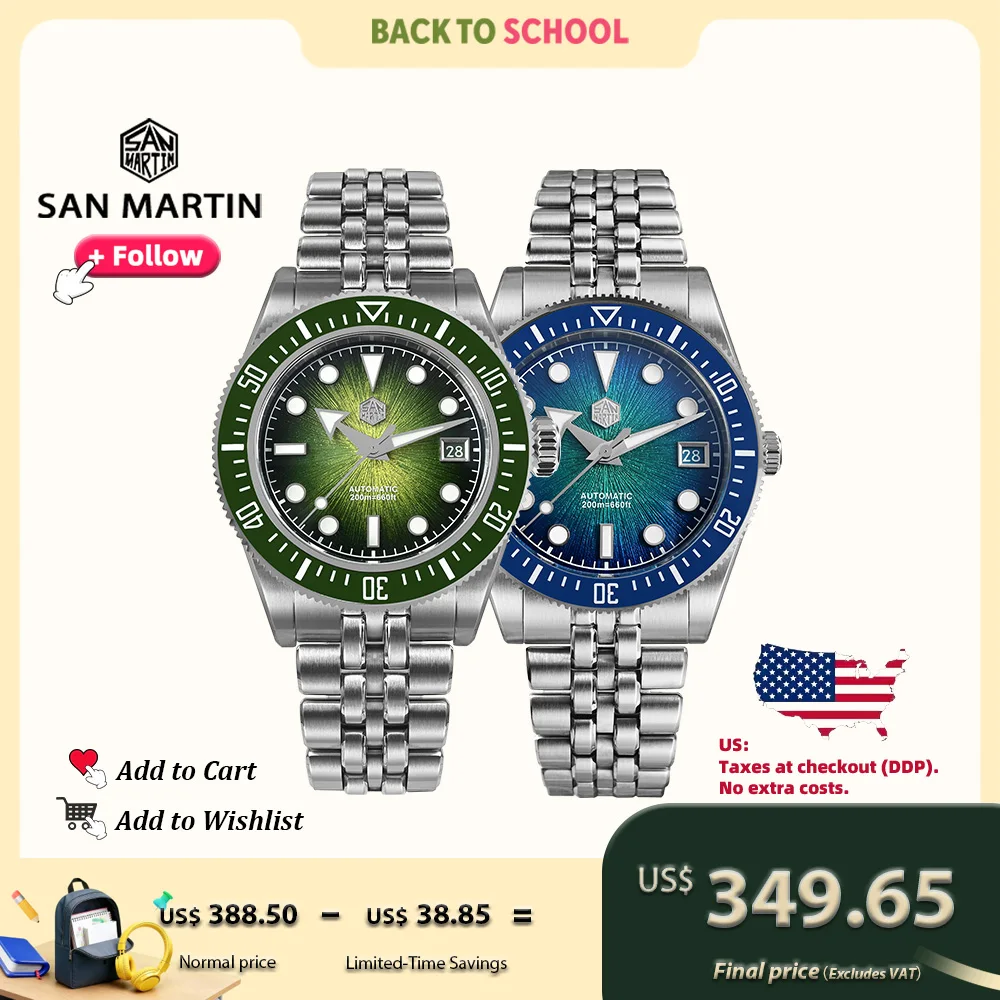 San Martin 37.5-40mm conception originale montre de Couple de luxe mis5 9015 automatique mécanique hommes plongeur montres étanche SN0148