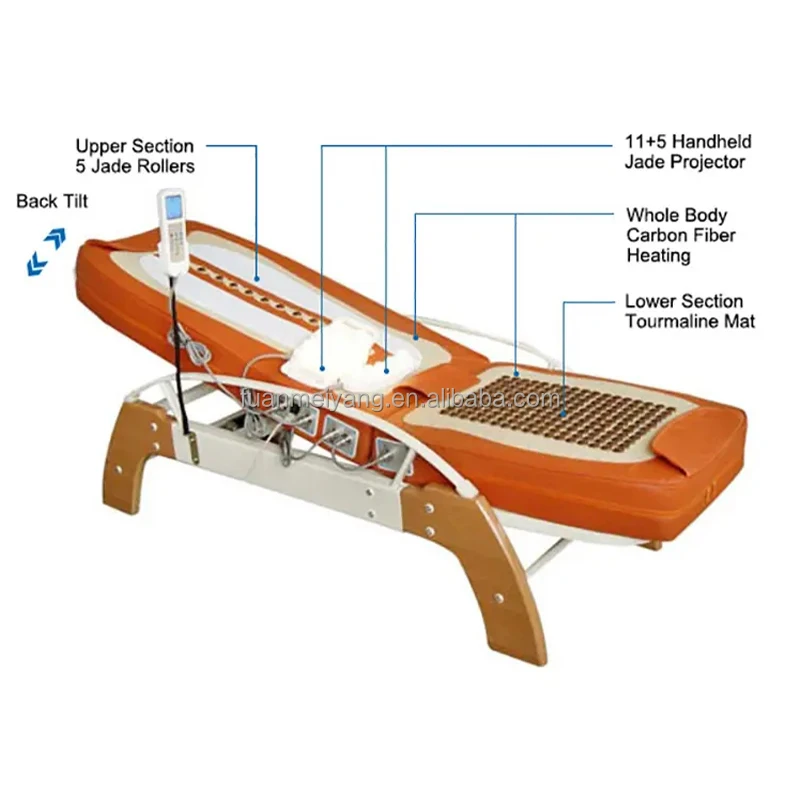 Factory Luxury Electric Therapy Thermal Massage Bed Full Body Spine Care Tourmaline Heated Korea Jade Massage Tables & Beds 2