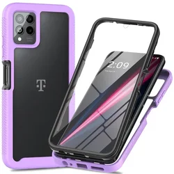 Transparent 360° Protective Bumper Case with PET Front Film and Back Cover for TCL 20 5G (Purple)