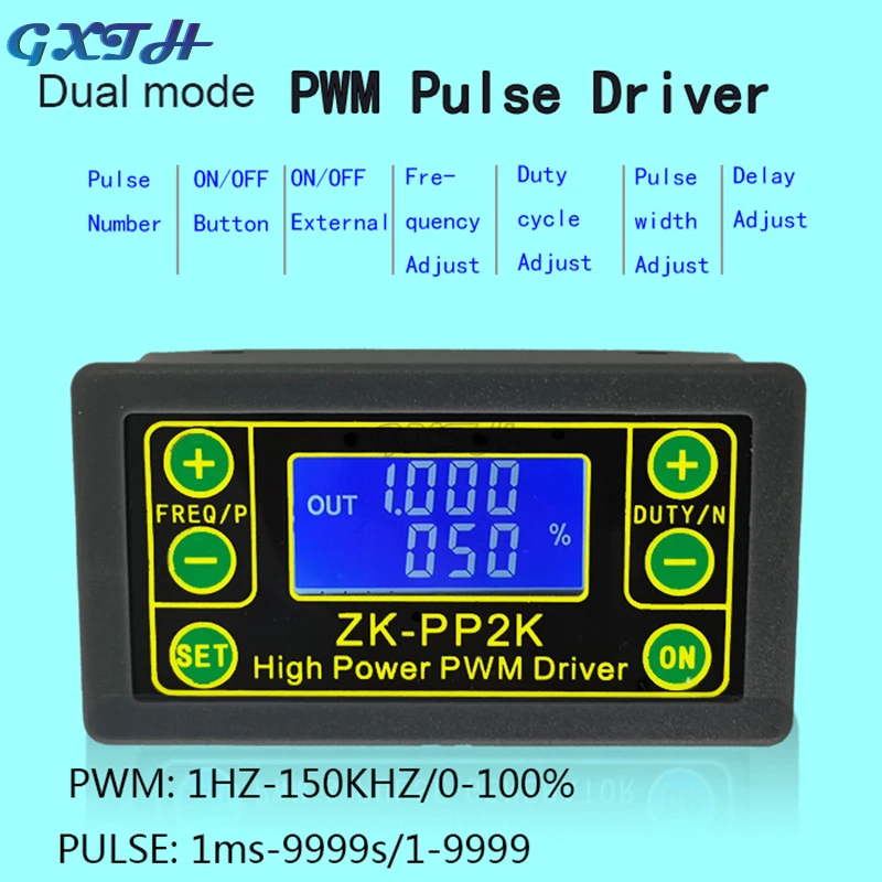 ZK-PP1K PWM Pulse Generator Dual-mode Signal Generator ZK-PP2K PWM Motor Governor Frequency Duty Cycle Adjustable Cycle Delay 3