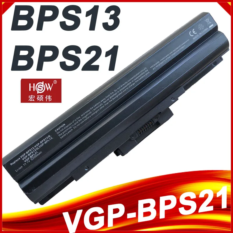 Bateria para Sony Vaio Vgn-aw Vgn-cs Vgn-fw Vgn-ns Vgn-nw Bps13 b Vgp Bps13 q Vgp-bps13b b Vgp-bps13a b Vgp-bps13 b Preto 5200mah
