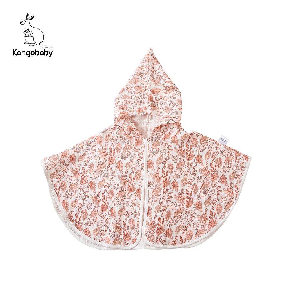 Kangobaby #My Soft Life# Breathable Cute Fashion Cotton Baby Hooded Bath Towel Newborn Muslin Blanket Infant Cloak Swaddle