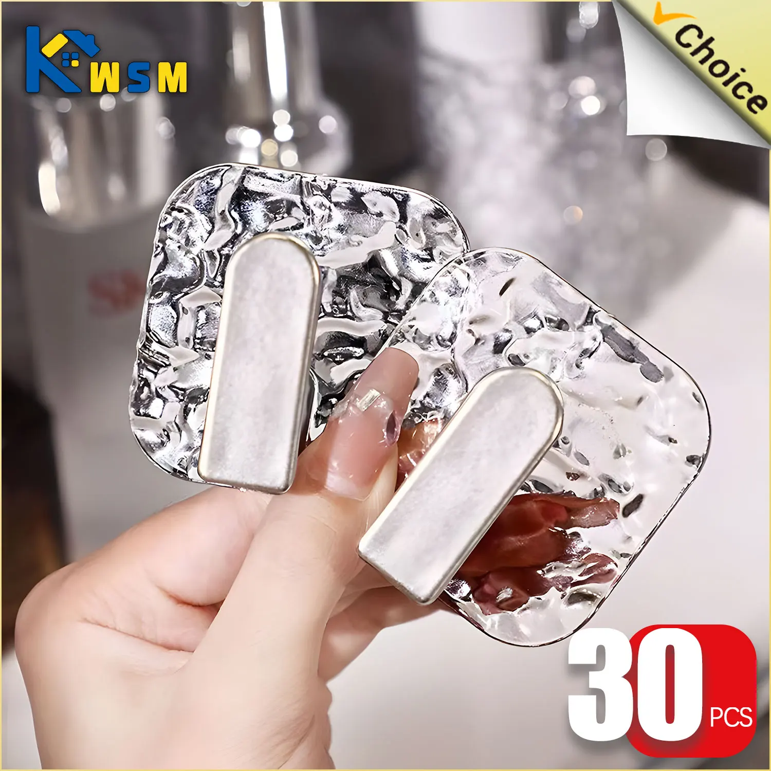 1-30 ชิ้นอะคริลิค Strong ตะขอกาวน้ําลูกฟูก Self - กาว Coat Hook ผ้าเช็ดตัวห้องน้ําเสื้อผ้า Wall Hook ประตูด้านหลังแขวน 1