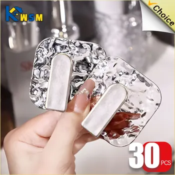 1-30 ชิ้นอะคริลิค Strong ตะขอกาวน้ําลูกฟูก Self - กาว Coat Hook ผ้าเช็ดตัวห้องน้ําเสื้อผ้า Wall Hook ประตูด้านหลังแขวน 1