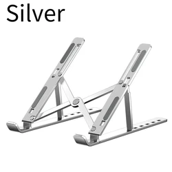 Adjustable Portable Aluminum Laptop Stand - Enhanced Stability and Cooling, Foldable Notebook Holder (Silver)