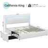 California King Bed Frame with 4 Storage Drawers Underneath, Upholstered Platform Bed with Artificial Leather Headboard 6
