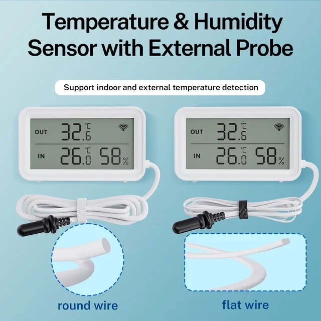 Tuya WiFi Temperature Humidity Sensor Digital LCD Screen Thermometer with External Probe Support Google Assistant Smart Life 2