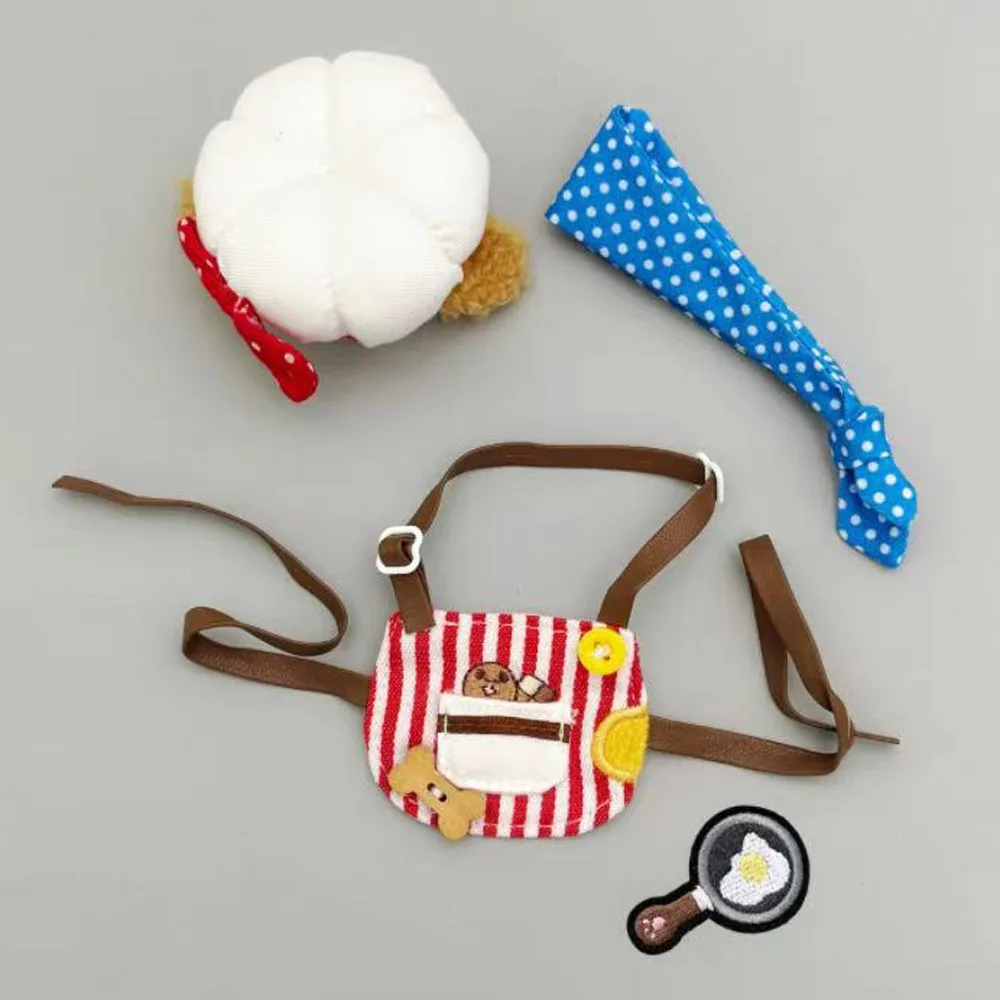 Chef Hat 10cm Cotton Doll Clothes Dress Up Apron Set Doll Clothes Outfit Funny Creative Doll Clothes Set Doll Accessories