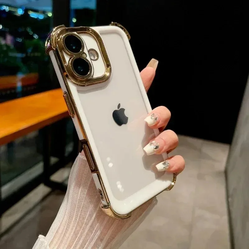 Luxury Plating Transparent Protective Phone Case - All-Inclusive Anti-Fall Design