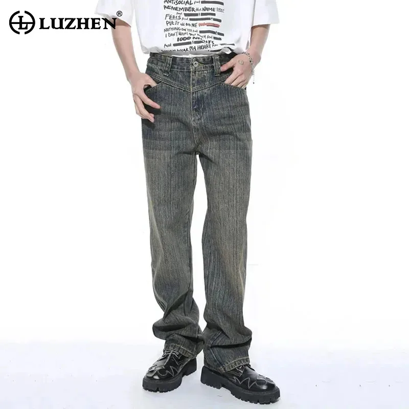 

LUZHEN 2024 Fashion New Denim Pants Spring Summer Zipper Pocket Decorate Male Jeans Trousers Casual Loose Elegant Clothes LZ4350
