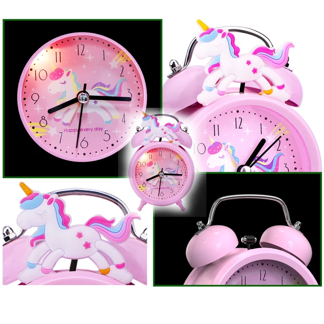 핑크 유니콘 어린이 알람 시계 - 어린이의 수면 학습과 꿈을 위한 세련된 장식