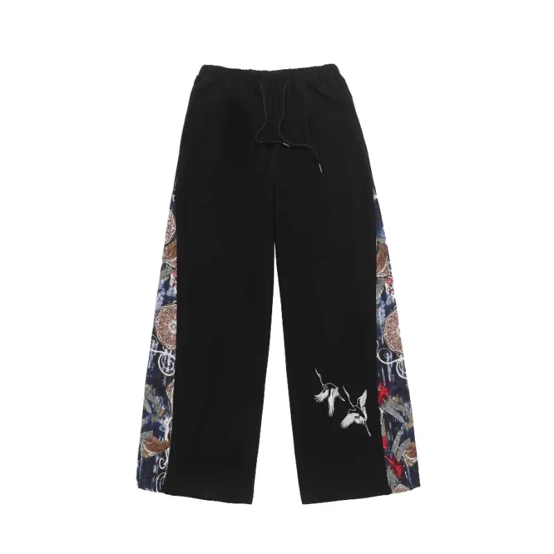 Casual Wide Leg Pants Chinese Traditional Tang Suit for Men Ethnic Style Cotton Linen Long Kung Fu Pants Tai Chi Plus Size 5XL