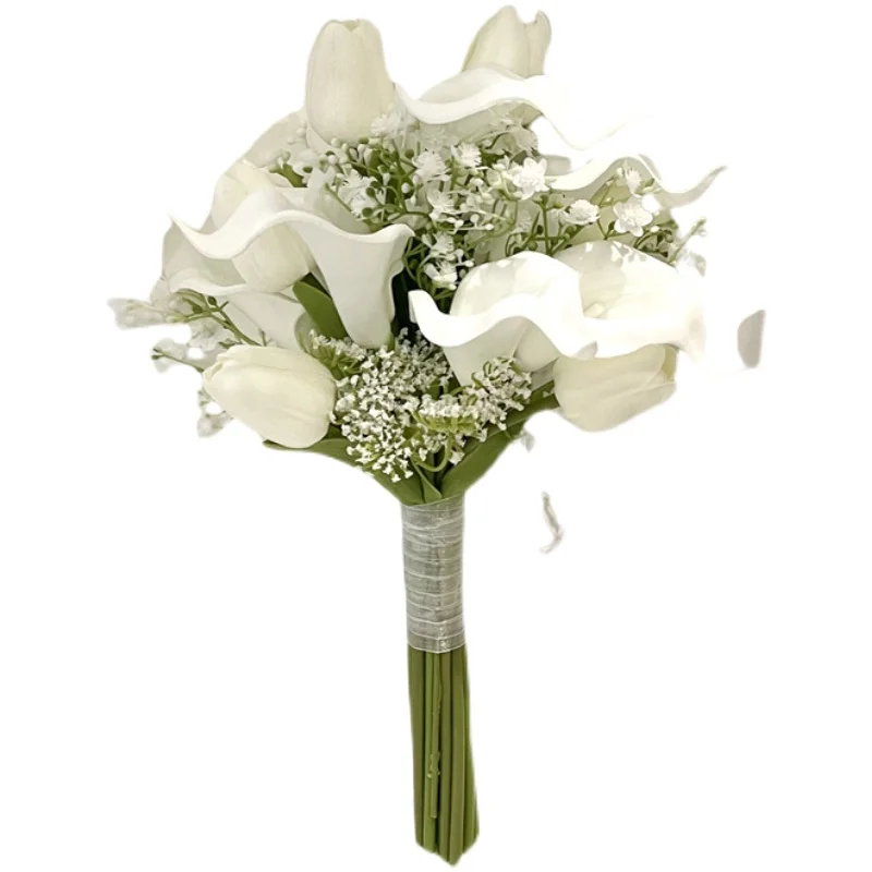 Whitney WB1673 White Calla Lilies with Tulip Bridesmaid Bouquet Flowers Bouquet De Mariage Ramos de Novia