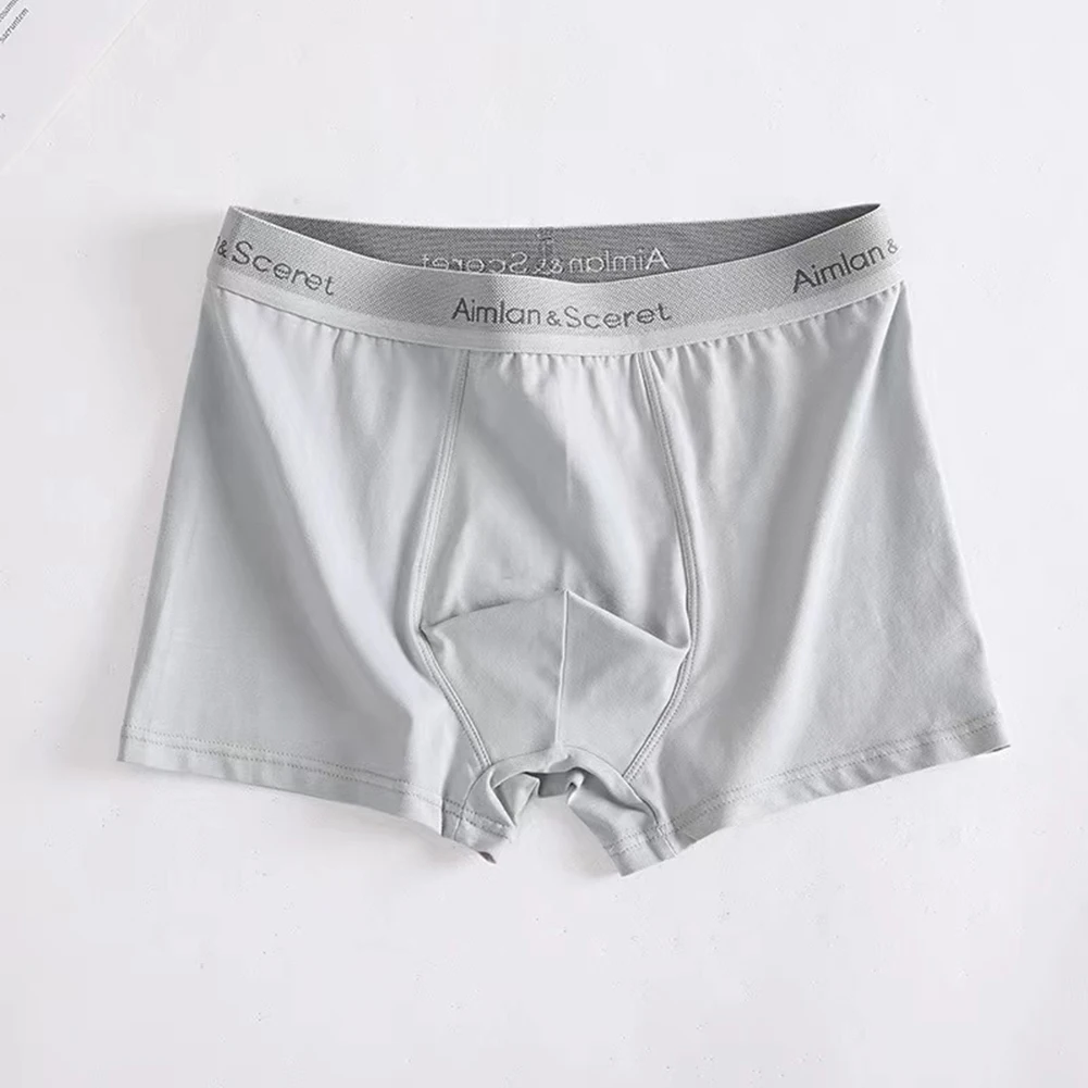 Mens Ultra Thin Underwear Pure Cotton Panties Breathable Loose Underwear Boxer Briefs Solid Color Shorts Trunks Male Lingerie