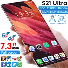 S21 ultra Smart Cell Mobile Phone 4G/5G 7.3 Inch 12GB/512GB Android 10.0 6800mAh Global Version Cell Phones Unlocked
