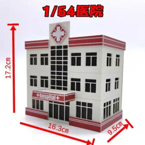 1/64 Outland Models Railroad City Hospital Police Station Building Scene Model 5