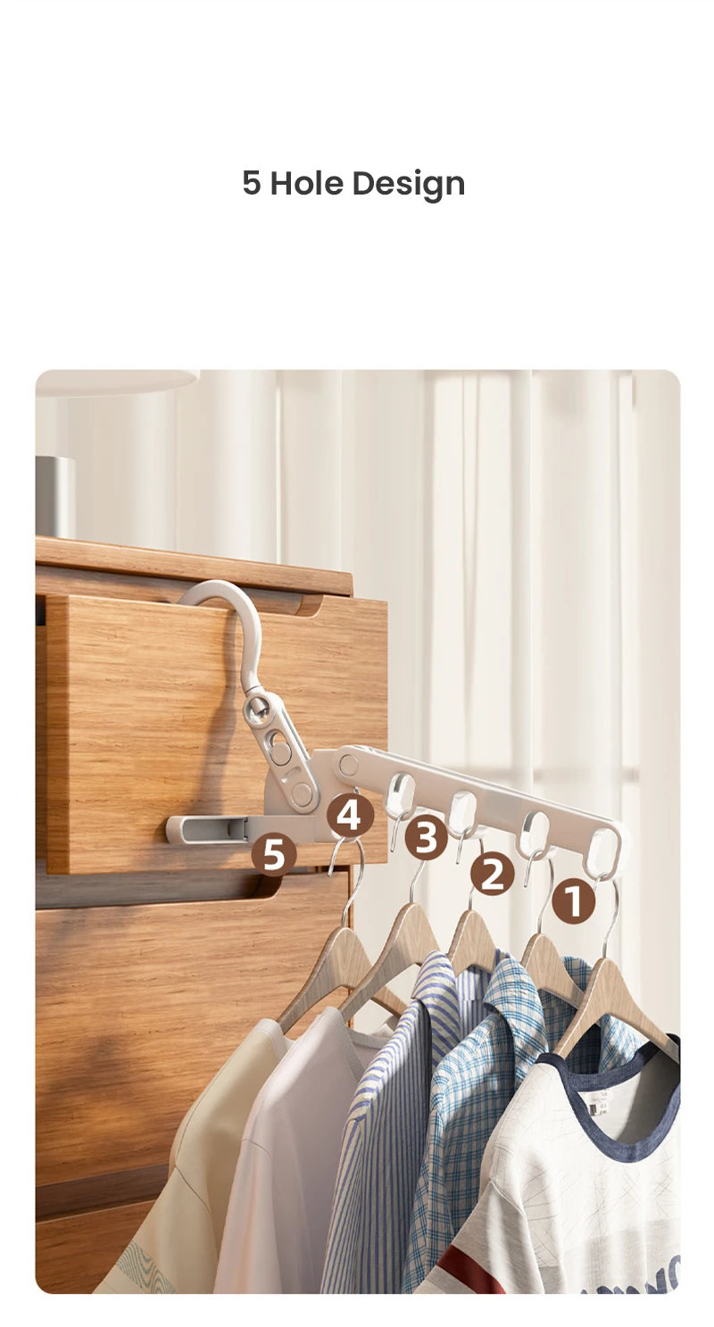 Description Picture 6 of itemPortable Foldable Travel Hanger Folding Clothes Drying Rack Travel Hangers Hanging Rack with 5 Holes for Hotel Camping Travel