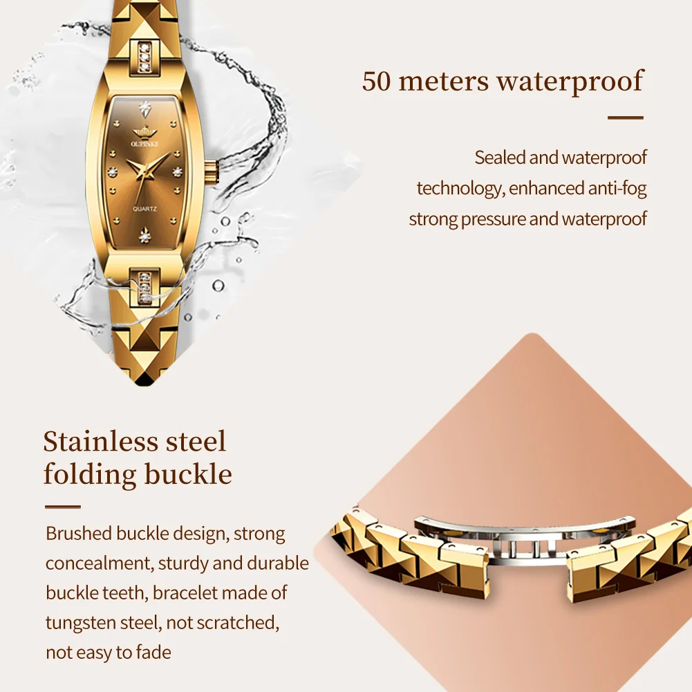 OUPINLKE Original Imported Swiss Quartz Women's Wristwatch Luxury Tungsten Steel Strap Sapphire Mirror Waterproof Watches Women