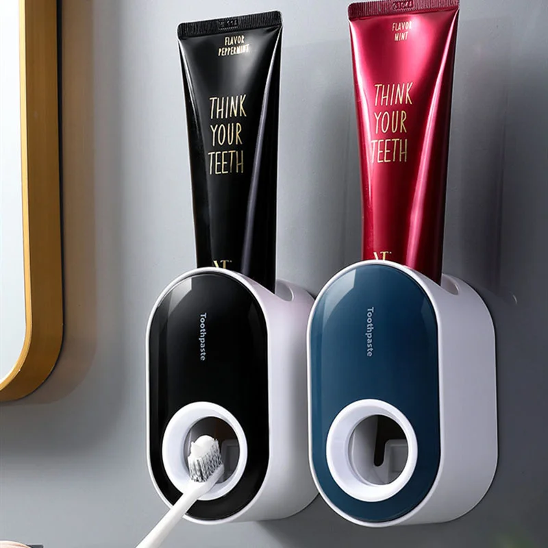 Automatic Toothpaste Dispenser Toothpaste Squeezer Toothbrush Stand Wall Mounted Dust-proof Toothbrush Holder Bathroom Accessory 5
