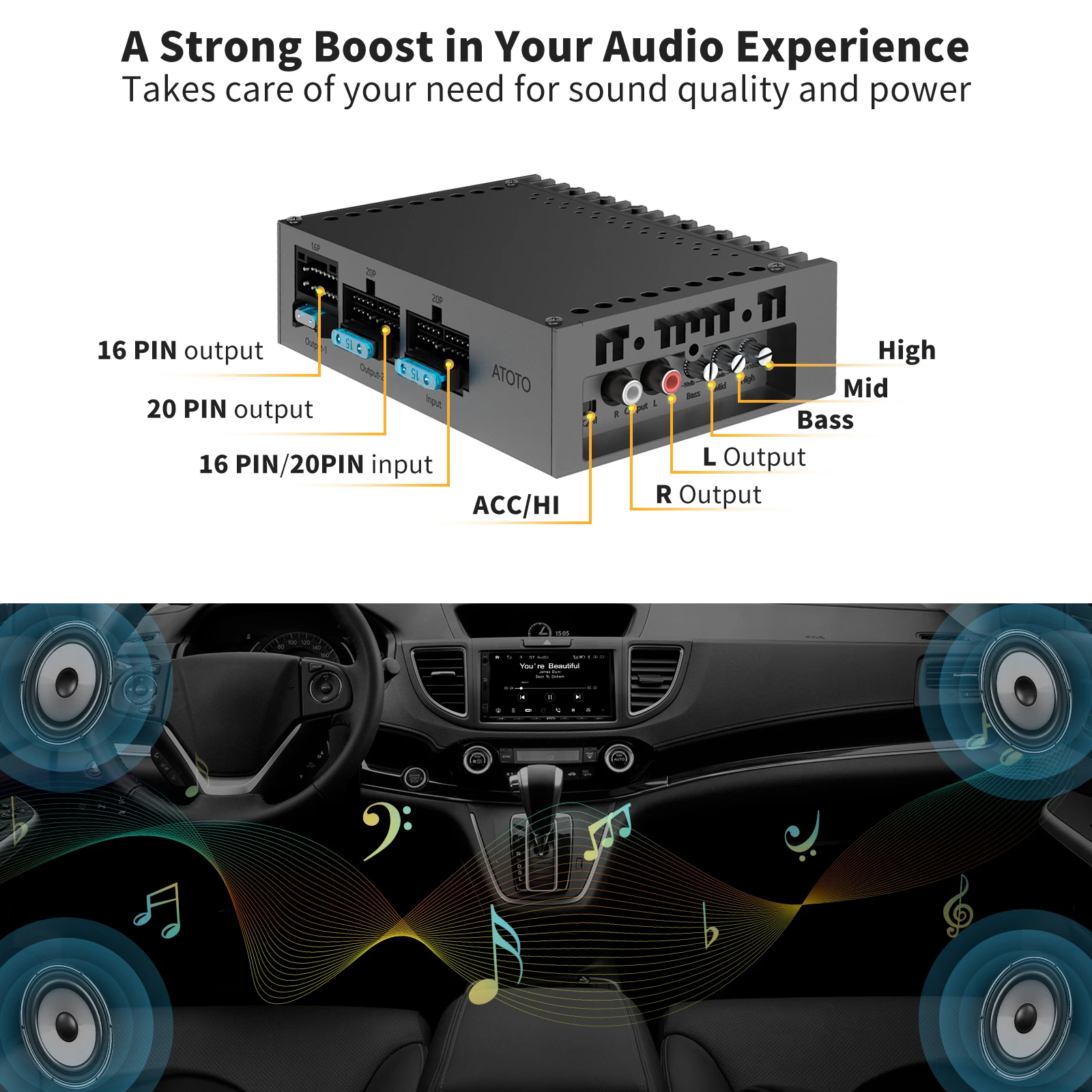 Auto-Verstärker 4 Kanal 400 Watt maximale Leistung 2/4 Ohm stabile Klasse  A/B nur