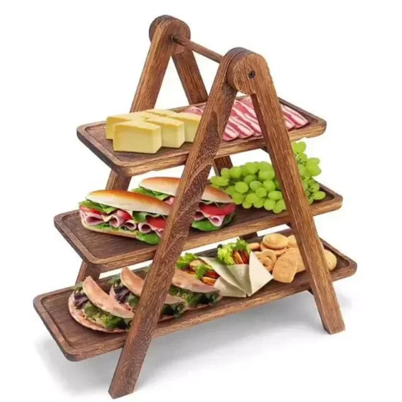 

Tray Serving Platters Tiered Cake Wood Farmhouse Tier And Dishes Party Stand 3 Decor Trays